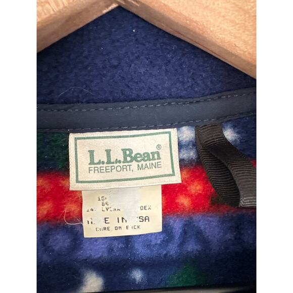 Vintage L.L.Bean Peace on Earth Reindeer Print Synchilla Pullover Fleece - Picture 3 of 8